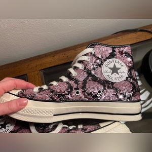Glitter Pink Converse High Tops